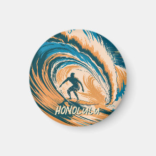 Benutzerdefinierte Retro-Honolulu-Hawaii-Surfer-Su Magnet
