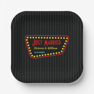 Benutzerdefinierte Retro-Just-Married-Hochzeitspap Pappteller