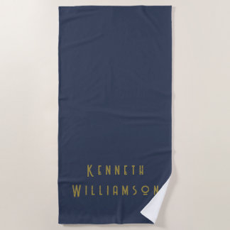 Benutzerdefinierte Retro-Minimalist Navy Blue Gold Strandtuch