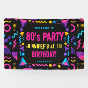 Benutzerdefinierte Retro-Neon-80er-Geburtstag Erwa Banner