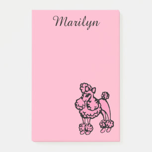 Benutzerdefinierte Retro-Rosa-Französische-Pudel-P Post-it Klebezettel