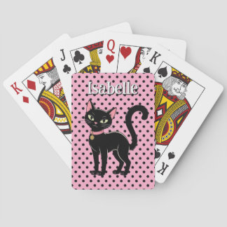 Benutzerdefinierte Retro-Schwarze Katze Rosa Spiel Spielkarten