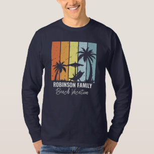 Benutzerdefinierte Retro-Strandreise Navy Blau Lan T-Shirt