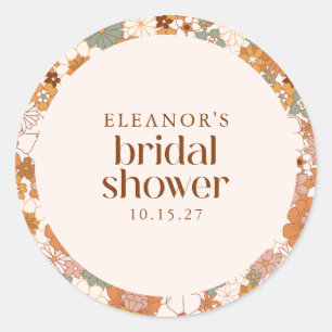 Benutzerdefinierte Retro-Terrakotta-Boho-Floral-Br Runder Aufkleber
