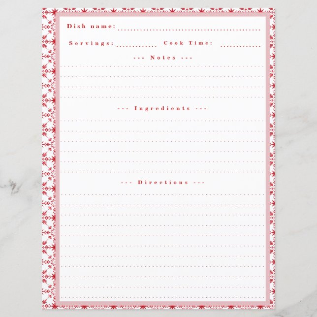 Benutzerdefinierte Rezept-Karte mit Notizen für de (Vorderseite)