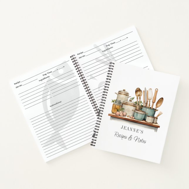 Benutzerdefinierte Rezepte Töpfe Pfannen Kochutens Notizbuch (Innenseite)