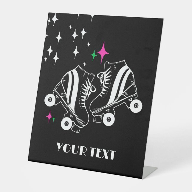 Benutzerdefinierte Roller-Skate Skaten Black Disco Sockelschild (Vorderseite)