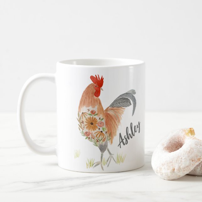 Benutzerdefinierte Rooster-Tasse Kaffeetasse (Mit Donut)