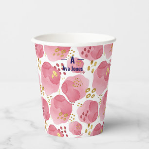 Benutzerdefinierte rosa Blumen-Papierbecher – rosa Pappbecher