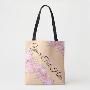 Benutzerdefinierte rosa Blumen-Tasche – Personalis