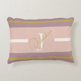Benutzerdefinierte Rosa Gold Streifen Monogramm Ch Dekokissen