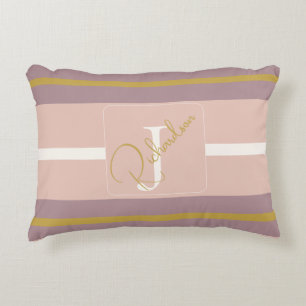Benutzerdefinierte Rosa Gold Streifen Monogramm Ch Dekokissen