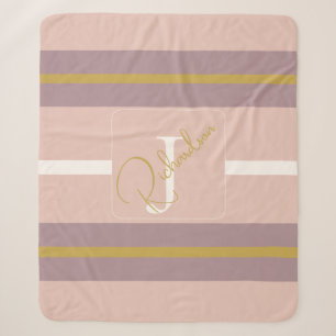 Benutzerdefinierte Rosa Goldstreifen Monogramm Chi Sherpadecke