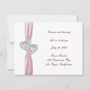 Benutzerdefinierte rosa Herz-Empfang-Karte Einladung