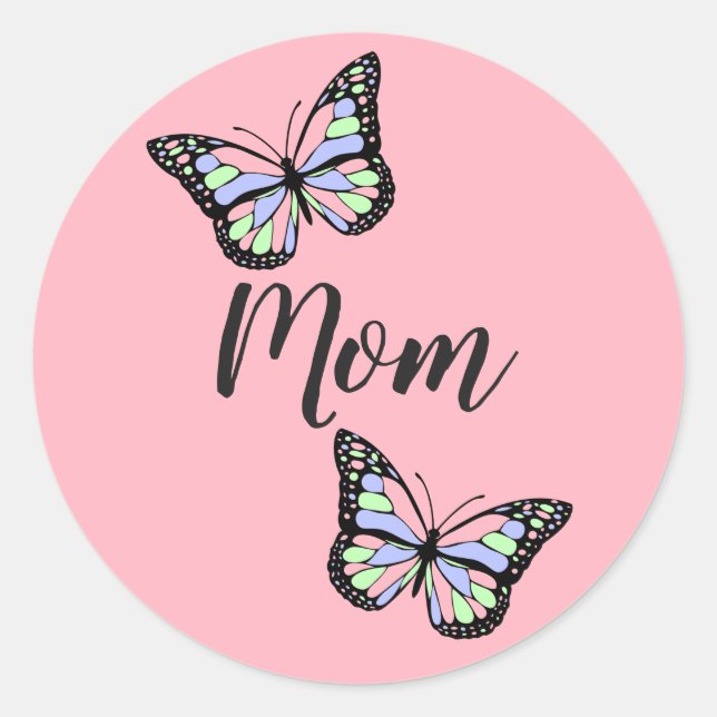 Benutzerdefinierte rosa Mama Runder Aufkleber (Vorderseite)