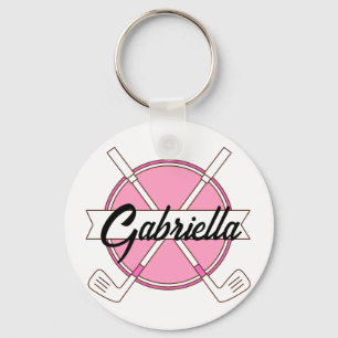 Benutzerdefinierte rosa personalisierte Golfschläg Schlüsselanhänger