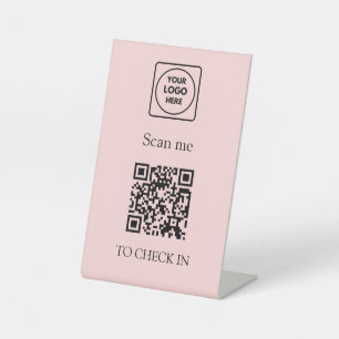 Benutzerdefinierte rosa QR-Anmeldung   Darstellung Sockelschild