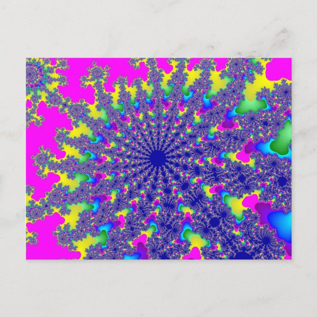 Benutzerdefinierte rosa Regenbogen-Burst Postkarte (Vorderseite)