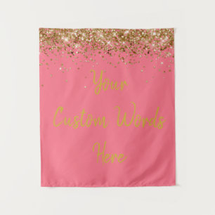 Benutzerdefinierte rosa rosa und goldene Geburtsta Wandteppich