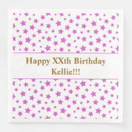 Benutzerdefinierte rosa Sterne mit Geburtstagspart Serviette
