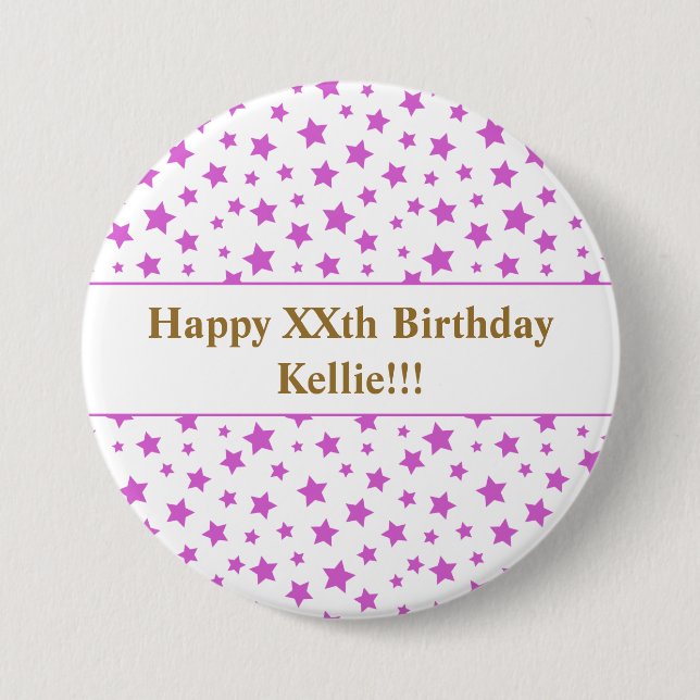 Benutzerdefinierte rosa Sterne mit Meldung zum Geb Button (Vorderseite)