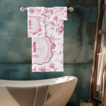 Benutzerdefinierte rosa Toile-Floralien-Monogramm-
