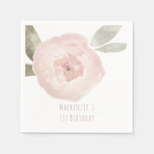 Benutzerdefinierte rosa Wasserfarben-Blumen-Geburt Serviette