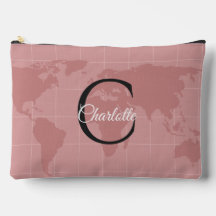 Benutzerdefinierte rosa Weltkarte Monogramm Name L
