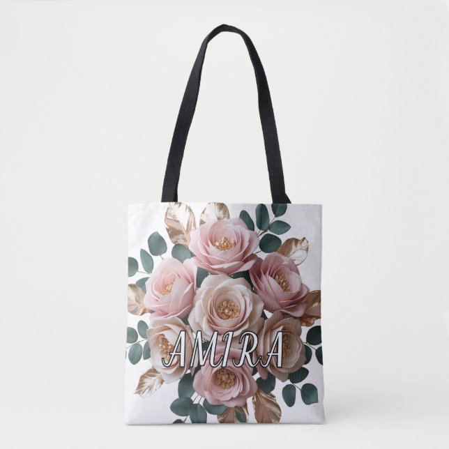 Benutzerdefinierte Rose Gold Florale Monogramm-Sch (Vorderseite)