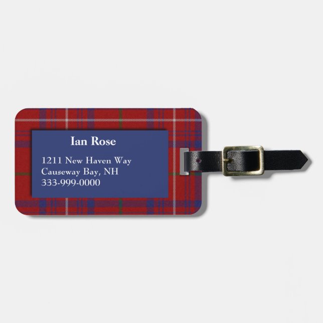 Benutzerdefinierte Rose Tartan Karierte Gepäckmark Gepäckanhänger (Vorderseite horizontal)