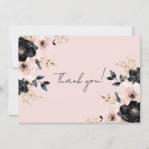 Benutzerdefinierte Rosé und Schwarze Florale Danke