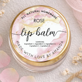 Benutzerdefinierte Roségold rosa Lippenbalsam-Etik Runder Aufkleber