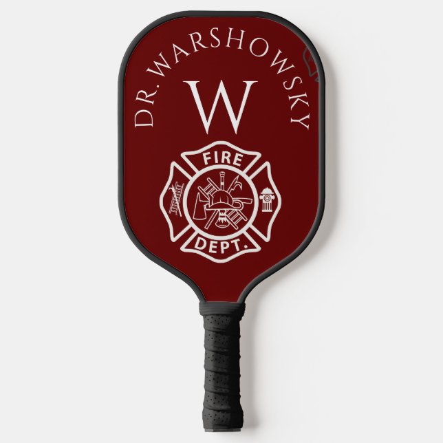Benutzerdefinierte rot-weiße Fireman-Symbole Pickleball Schläger (Vorderseite)