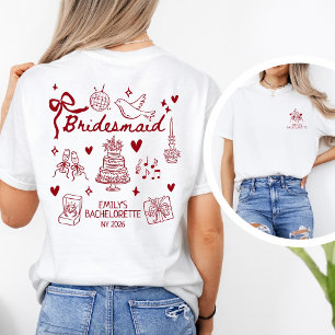 Benutzerdefinierte Rote Kokette Brautjungfer Jungg T-Shirt