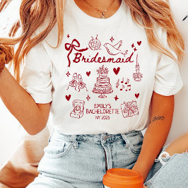 Benutzerdefinierte Rote Kokette Brautjungfer Jungg T-Shirt