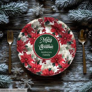 Benutzerdefinierte rote Poinsettien-chice Weihnach Pappteller
