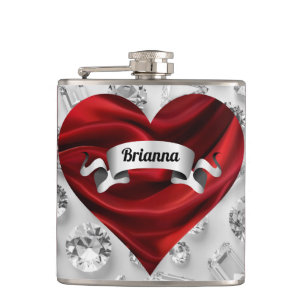 Benutzerdefinierte rote Rosen Damen Alkohol Vinyl  Flachmann