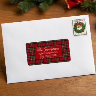 Benutzerdefinierte rote Tartan-Karodee Weihnachts- Adressaufkleber