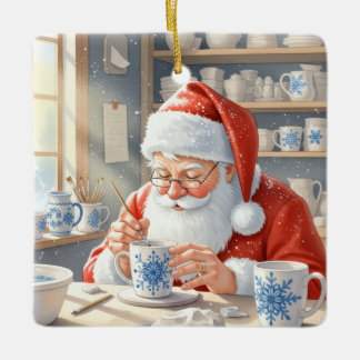 Benutzerdefinierte rote Weihnachts-Wasserfarbe-San Keramikornament