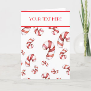 Benutzerdefinierte rote Weihnachts-Zuckerhut-Wasse Feiertagskarte