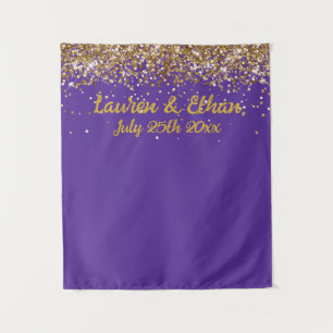 Benutzerdefinierte Royal Purple und Gold Hochzeits Wandteppich