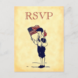 Benutzerdefinierte RSVP Vintage 4. Juli Party-Post Einladungspostkarte