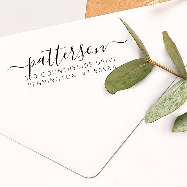 Benutzerdefinierte Rücksendeadresse für elegante S Permastempel (Elegant Script Family Name Custom Return Address Self-inking Stamp)