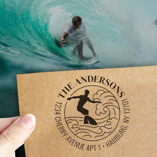 Benutzerdefinierte Rücksendeadresse Surfbrett Surf Permastempel (Von Creator hochgeladen)
