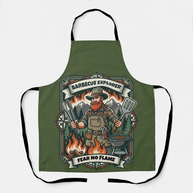 Benutzerdefinierte Rustikale BBQ Explorer Campfire Schürze (Vorderseite)