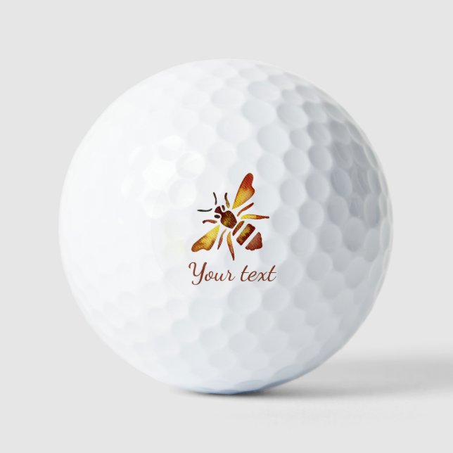 Benutzerdefinierte Rustikale Biene rostbraun gelb  Golfball (Vorderseite)