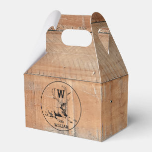 Benutzerdefinierte rustikale Holzstruktur & Hirsch Geschenkschachtel