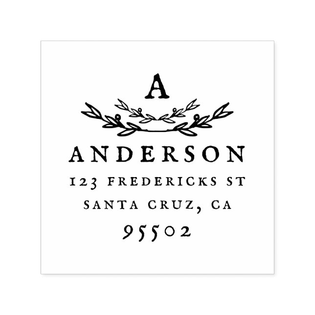 Benutzerdefinierte Rustikale Monogramm-Nachname-Rü Permastempel (Design)