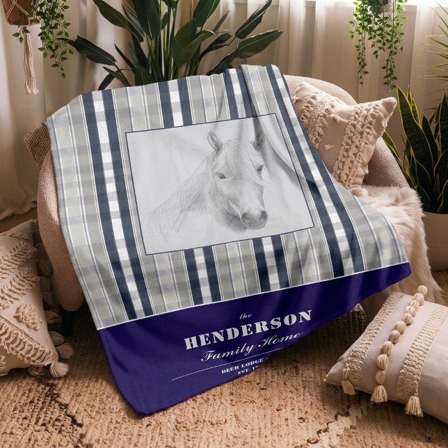 Benutzerdefinierte Rustikale Pferdefamilienname Na Fleecedecke (Von Creator hochgeladen)