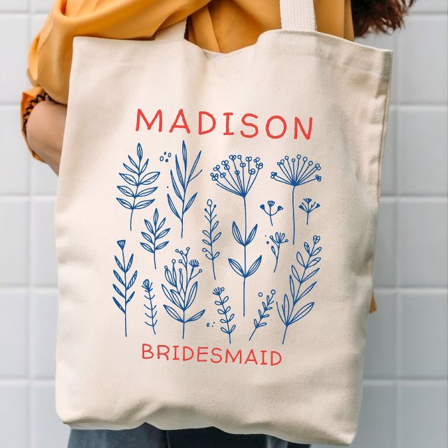 Benutzerdefinierte Rustikale Retro Blumen Hochzeit Tragetasche (custom name floral tote bag, bridal party tote bag gift, wedding favor tote bag, bachelorette party)